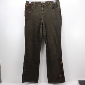 Chicos Platinum Womens Jeans Size 2.5 Brown Ultimate Fit Slim Leg Denim Stretch